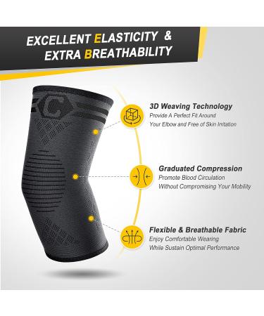 CAMBIVO 2 Pack Elbow Brace for Tendonitis Tennis Elbow Compression Support Sleeve - Medium Black | Pain Relief for Golfers Elbow, Arthritis, Bursitis, Workout, Weightlifting - Buy Online on GoSupps.com