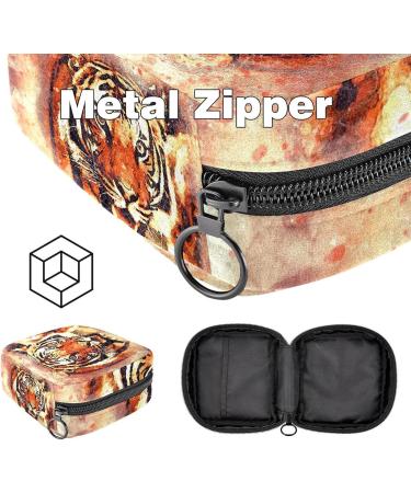 Stylish Menstruation Pad Bag with Zipper - Abstract Tiger Portrait | Women's Tampon & Napkin Organizer - Buy Online on GoSupps.com