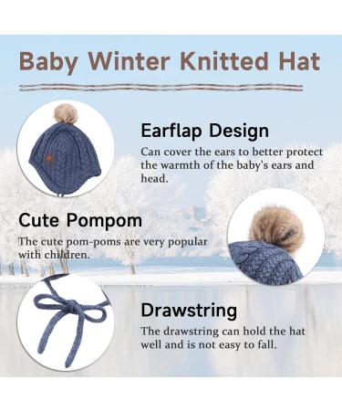 XIAOHAWANG Baby Boys Winter Hat with Velvet Lining and Earflaps - 0-6 Months, Jean Blue - Buy Online on GoSupps.com