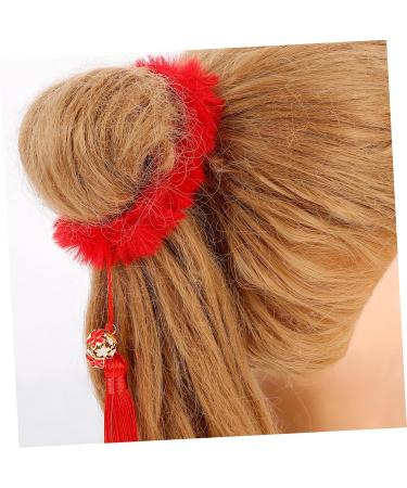 FOMIYES 2 Pairs New Year Headdress Ribbon Bands Wedding Xmas Hair Bobbles Ponytail Ties Bows Rubber Yoga Twist Hair Clip Holder Spring Festival Headdress Hairpin Polyester Tassel Child - Buy Online on GoSupps.com