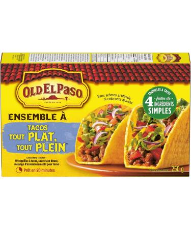 Old El Paso Stand 'n Stuff Taco Dinner Kit Box Includes 10 Taco Shells Mild Taco Sauce and Taco Seasoning Mix Ready in 20 Minutes 250 Grams Package No Artificial Flavours or Added Colours - Buy Online on GoSupps.com