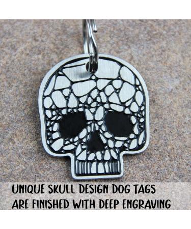Personalized Dog Stamps - Engraved Skull Design Tags | Custom Name Tags for Pets | Double-Sided Dog & Cat Collars | Unique & Funny Animal Brands (Gold) - Buy Online on GoSupps.com