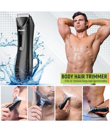 Men's Body Hair Trimmer - Electric Waterproof Groin Trimmer with LED Light & Replaceable Ceramic Blades - USB Rechargeable Male Grooming Razor - Buy Online on GoSupps.com