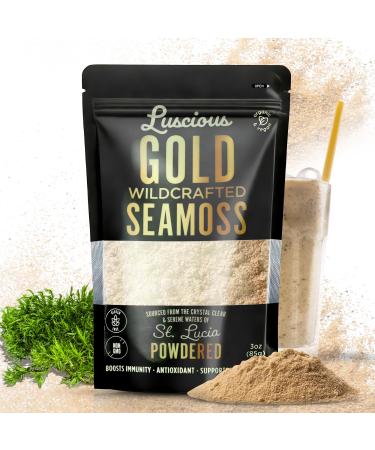 Irish Sea Moss Powder Gold 3 Oz 100% Organic St. Lucia Sea Moss | Wildcrafted Superfood for Gut Health Immune Support Vegan Gluten-Free | Makes 120+ Fl Ounces of Gel by Luscious Spice Emporium