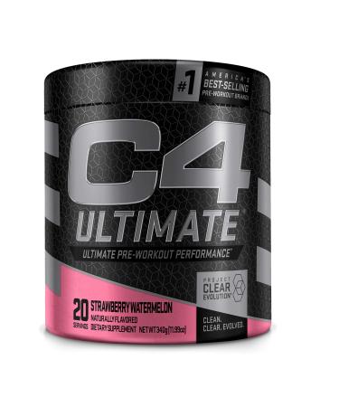 C4 Ultimate Pre Workout Powder Watermelon - Sugar Free Preworkout Energy Supplement for Men & Women - 300mg Caffeine + 3.2g Beta Alanine + 2 Patented Creatines - 20 Servings Strawberry Watermelon 20 Servings (Pack of 1)