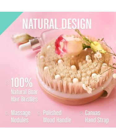Cellulite Reduction & Lymphatic Drainage Dry Body Brush - Exfoliating Shower Scrubber with Soft Massage Nodules for Smooth Skin - 100% Natural Bristle Brush - Buy Online on GoSupps.com