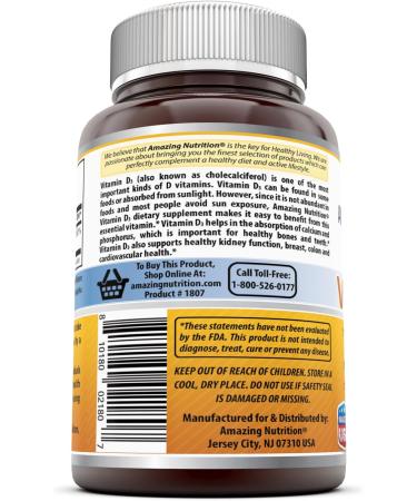 Amazing Formulas Vitamin D3 1000 IU 240 Softgels | Non-GMO, Gluten Free | Made in USA - Buy Online on GoSupps.com