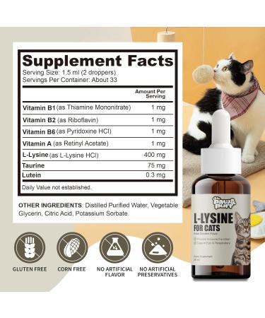 Lysine for Cats L-Lysine Liquid Drops for Cats Feline Upper Respiratory Sneezing Runny Nose Eye Function Immune Support for Kittens with Taurine Lutein and Vitamins Roast Chicken Flavor 50ML - Buy Online on GoSupps.com