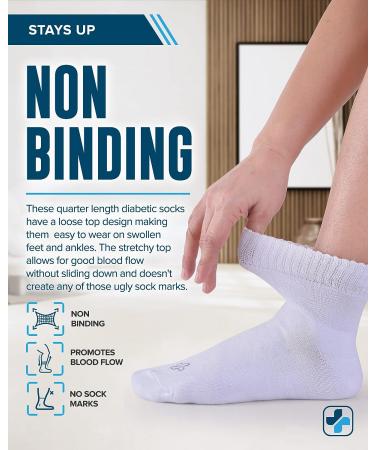 Doctor's Select Bamboo Diabetic Socks Women & Men - 4 Pairs Ankle Neuropathy Socks | Diabetic Socks for Women Size 6-9 | 9-11 Large White - 4 Pairs - Buy Online on GoSupps.com