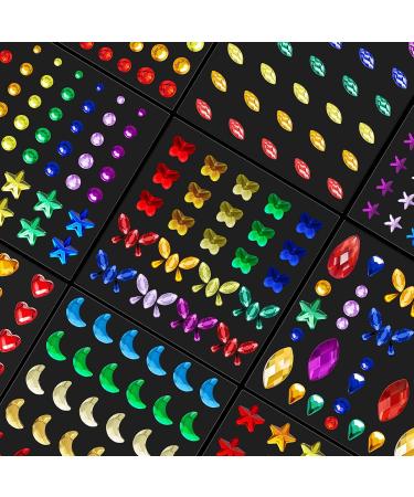 9 Sheets Eye Body Face Gems - Self-Adhesive Rhinestone Stickers for Festival Makeup & Nail Art | Crystal Rainbow Decoration - Buy Online on GoSupps.com
