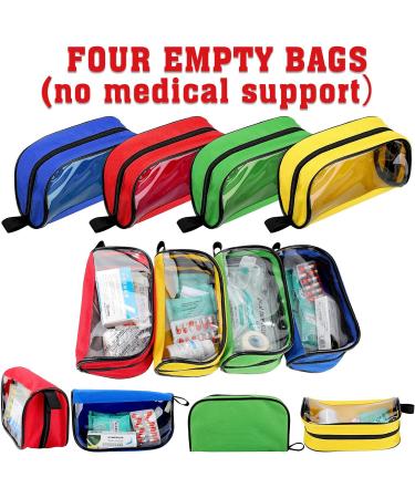 4 Pcs Color Coded Empty First Aid Bags with Transparent Window - Medical Kit Organizer Pouches for Travel - 4 Colors - Buy Online on GoSupps.com