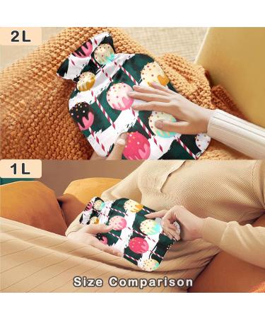Naanle Striped Sweet Hot Water Bottle with Cover - 1L Transparent Warm Water Bottle for Pain Relief & Heat Therapy | Ideal for Bed Hands & Feet - Buy Online on GoSupps.com