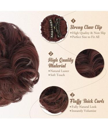 Barsdar Claws Clip Messy Bun Hair Part | Clip-In Claw Hair Tie & Curly Synthetic Hair Extensions for Women | Perfect for Ponytails & Chignons in Burgundy - Buy Online on GoSupps.com