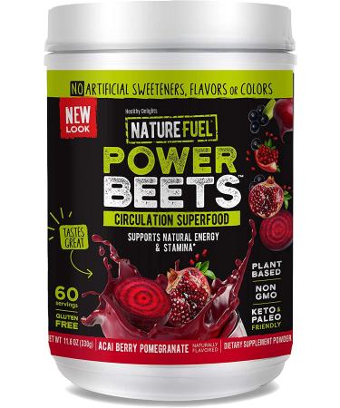 Nature Fuel Power Beets Powder with Acai Berry Pomegranate | Superfood Supplement for Circulation & Energy | Non-GMO | 60 Servings | 11.6 oz - Buy Online on GoSupps.com