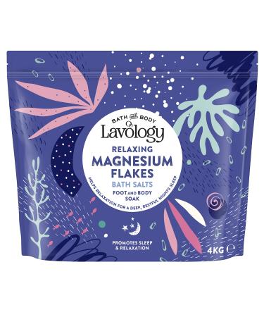 Magnesium Flakes Bath Salts by Lavology - 4kg - All Natural Ingredients - Calming & Relaxing Bath Salts 4.00 kg (Pack of 1) Magnesium Flakes