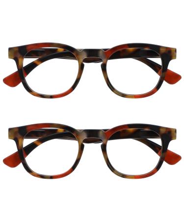 Opulize ava reading glasses 2 Pack Schmeinlich rounded frame spring hinges scratch-resistant brown tortoise red men women rr62-z +1.00 +2.50 diopttria brown tortoise touch from red