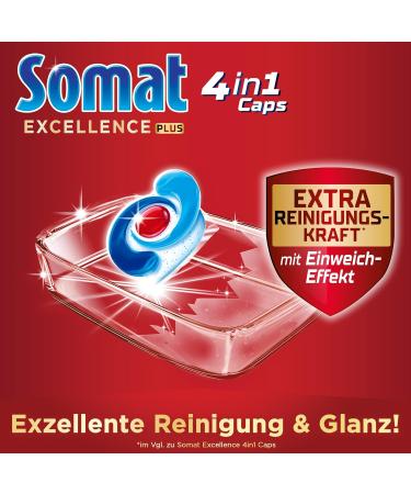 SOMAT Excellence Plus 4in1 Dishwasher Caps - 50 Eco-Friendly Water-Soluble Tabs with Extra Cleaning Power & Soaking Effect | International Shipping - Buy Online on GoSupps.com