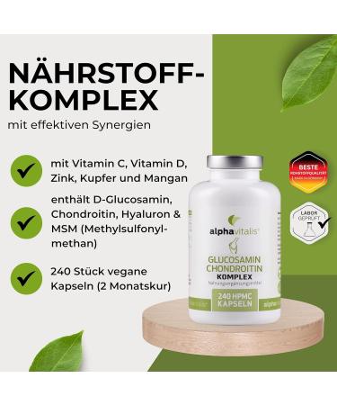 High-Dose Glucosamine Chondroitin - 240 Vegan Joint Capsules with MSM Hyaluronic Acid & Vitamins - No Magnesium Stearate - Buy Online on GoSupps.com
