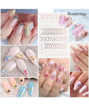 12 Sheets 3D Metallic Nail Stickers Gold Silver Curve Stripe Lines Nails Stickers Adhesive Striping Tape Nail Art for Women Girls Acrylic Nails Manicure DIY and Nail Salon - Buy Online on GoSupps.com