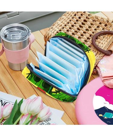 Menstrual Pad Bag with Zipper | Cactus Yellow Ladies Napkin Pouch & Tampons Collection Bag for Women & Girls - Shop Internationally - Buy Online on GoSupps.com