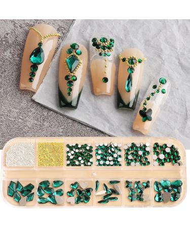 FEIlei 12 Grids Box Set Flat Back Rhinestones and Small Round Diamond Combination for DIY Nail Art Accessories Crystals - Buy Online on GoSupps.com