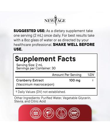 NEW AGE Cranberry Concentrate Liquid Drops Cranberry Drops (Vaccinium macrocarpon) Extract Urinary Tract & Bladder Support Antioxidant Protection Vegan Alcohol-Free Sugar-Free 4 fl oz 2 Fl Oz (Pack of 2) - Buy Online on GoSupps.com