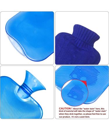 Attmu Knitted Hot Water Bottle with Cover - 2 Liter Transparent Rubber Hot Water Bag, Blue - Buy Online on GoSupps.com