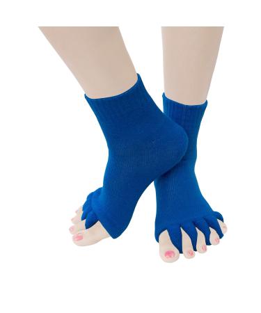 Toe Separator Yoga Gym Sports Massage Socks for Foot Alignment Great for Sore Feet and Diabetics Blue