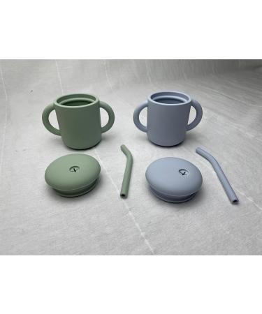 Jane and Kate 2-Pack Food Grade Silicone Training Cup and Straw | 5oz Spill Proof - 6 Months+ | Green & Blue - Buy Online on GoSupps.com