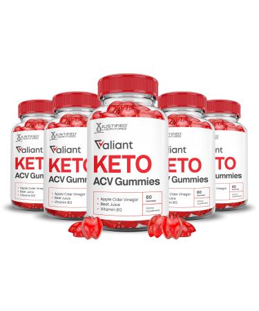 (5 Pack) Valiant Keto ACV Gummies Advanced Formula 1000MG Valant Keto Gummies Apple Cider Vinegar Formulated with Pomegranate Beet Juice Powder B12 Vegan Non GMO 300 Gummys