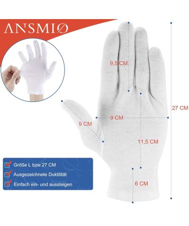 Ansmio 12 Pairs of 100% Cotton Jersey Gloves - Soft Protective Fabric Gloves Size L (27 cm) - International Shipping Available - Buy Online on GoSupps.com