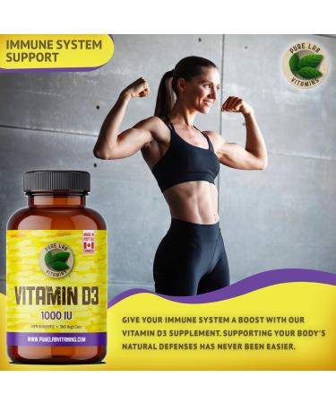 Pure Lab Vitamins | Vitamin D3 1000IU | 360 Vegi Capsules | Mood Booster Bone Health Teeth Health and Immune System Support | Vitamin D3 Cholecalciferol | Vitamin D3 Capsules | Vitamin D3 Supplement - Buy Online on GoSupps.com