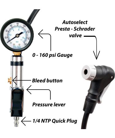 CycloSpirit Universal Tire Inflator Gauge with Auto-Select Valve - Presta & Schrader Air Compressor Tool - Buy Online on GoSupps.com