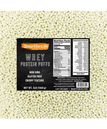 Smart for Life - Whey Protein Puffs - High Protein Zero Sugar Whey Protein Isolate Puffs 3LB - 18 Grams Protein Snacks Bulk - Non-GMO Gluten-Free - 3 Pound Box - 53 Serving…