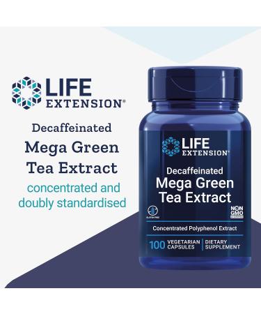 Life Extension Mega Green Tea Extract 725mg Decaffeinated - 100 Vegan Capsules | Lab-Tested, Vegetarian, Gluten-Free, Soy-Free, Non-GMO - Buy Online on GoSupps.com