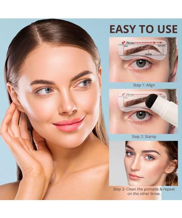 Eyebrow Stamp Stencil Kit - One Step Brow Stamp & Shaping Set - Waterproof & Long-Lasting - Dark Brown - Buy Online on GoSupps.com