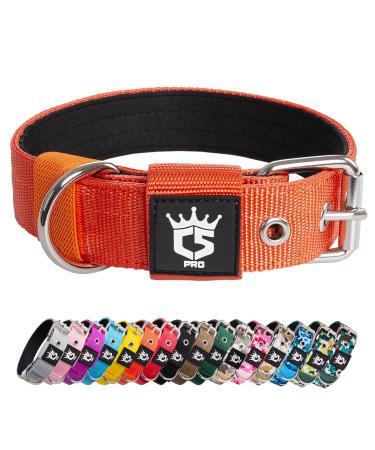 Tspro Tactical dog collar 3.3 cm wide military quality strong dog collar thick dog collar robust metal buckle dog collar (orange-s) S-neck size (adjustable 35.5cm-43cm) Orange
