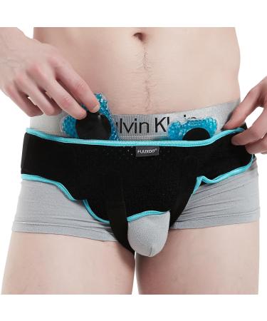 Hernia belt truss for single/dual inguinal or sports hernia Single/Double Inguinal or Sports Hernia Belt with 2 Removable Cold&Hot Therapy Pads Adjustable (Large)