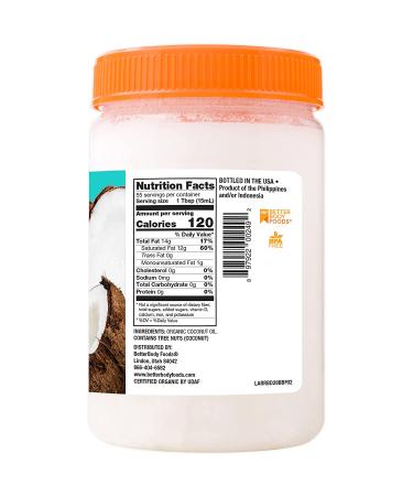 Organic Refined Coconut Oil 28oz by BetterBody Foods - Pure, Healthy Cooking Oil - Buy Online on GoSupps.com