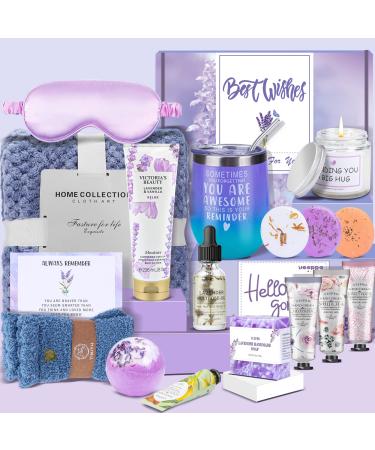 VESPRO Gifts for Women,Spa Gift Baskets for Women Spring Gifts for Women Bath and Body Works Gifts Set Relaxing Sympathy Gifts Box for Women,Mom,Sister,Wife,Lover Purple