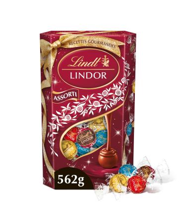 Lindt - Cornet LINDOR - Assortiment de Chocolats au Lait Blancs Double Chocolat Caramel Pointe de Sel - C ur fondant - Id al pour No l 562g marron clair blanc noir 562g