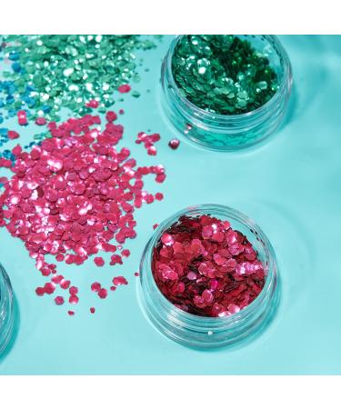 Biodegradable Eco-Glitter | Moon Glitter | 100% Organic Cosmetic Glitter Set (6x3g) with Fixation Gel | Face Body Nails Hair Lips - Buy Online on GoSupps.com