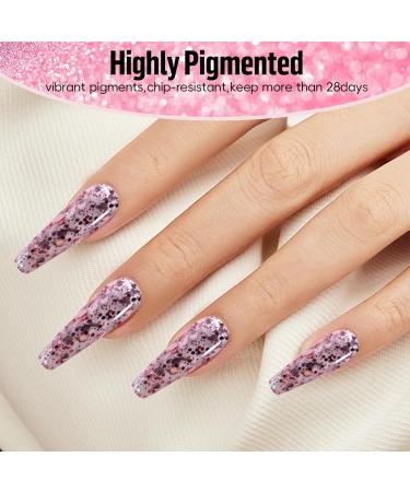 6 Colors Glitter Series Gel Nail Polish Kit-Glitter Sparkle Pink Blue Light Grey- Soak-Off UV/LED Nail Polish Gel for Home Salon DIY Nail Art 5ML - Buy Online on GoSupps.com