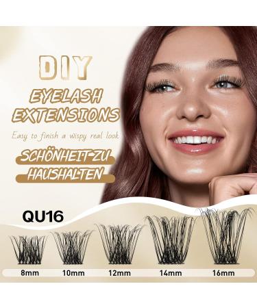 QueWel 72-Pack D Curl Individual Eyelash Clusters DIY Eyelash Extensions 8-16mm | Wide Foundation for Gorgeous Eye Makeup - Buy Online on GoSupps.com