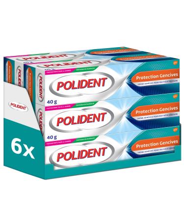 POLIDENT - Protection Gencives - Cr me Adh sive pour Proth se Dentaire - Fixation Toute la Journ e - Aide Prot ger les Gencives des Irritations - Am liore le Confort - Go t Neutre - 6 x 40 g Pack of 6