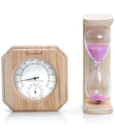 SULENO sauna set EMMA 2-piece sauna accessories | climate meter hourglass sauna thermometer sauna hygrometer climate station