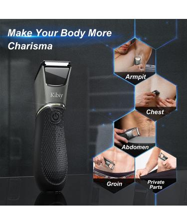 Kibiy Electric Body Trimmer for Men - Groin Hair Groomer with Lighting Mirror | IPX7 Waterproof, USB Rechargeable - Gray - Buy Online on GoSupps.com
