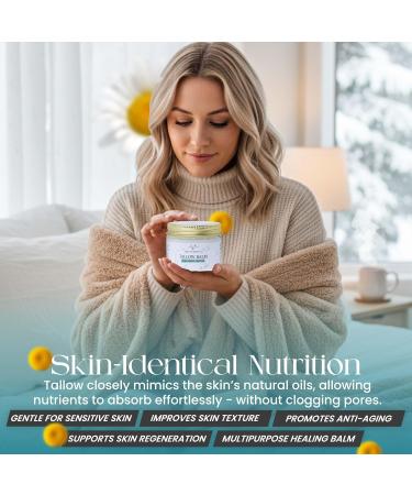 2.0 floz Grass Fed Beef Tallow and Honey Balm Blue Tansy Organic Beef Tallow Balm for Skin is Ideal for Eczema, Stretch Marks, Psoriasis, Itching Beef Tallow for Face & Body Moisturizer - Buy Online on GoSupps.com