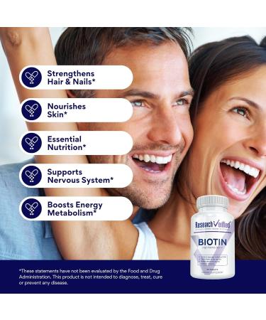 Research Verified Biotin Pure Extra Strength Biotin 10000mcg Hair Skin and Nails Vitamin Third-Party Tested Made in USA 60 Vegan Tablets 60 Count (Pack of 1) - Buy Online on GoSupps.com
