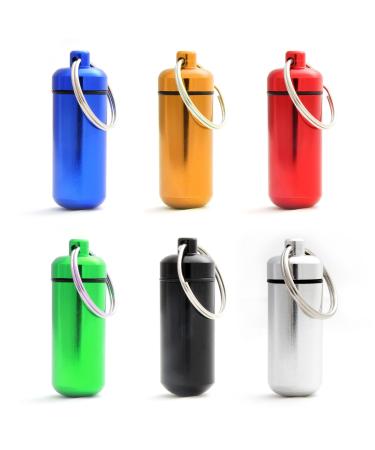 Ganzoo Capsule tanche porte-cl s pour petits objets et pilules capuchon d vissable avec joint en caoutchouc aluminium anodis multicolore hauteur 45 mm lot de 6
